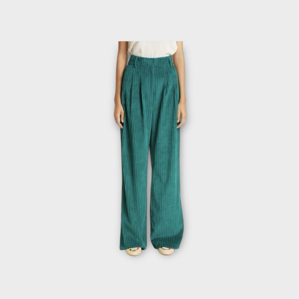 Farm Rio Emerald Corduroy Wide Leg Pants sz M